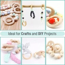20入組天然木材手工藝用圓環,diy麻花環,未漆木環,55mm / 2.2英寸掛墜連接器