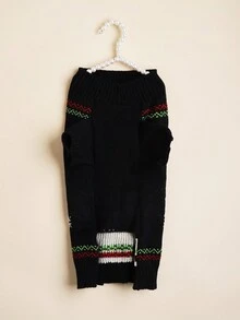 1pc Black Christmas Pet Clothes Red-nosed Reindeer Pattern Pet Sweater For Toy/small/medium/large Dogs - Black - View 7