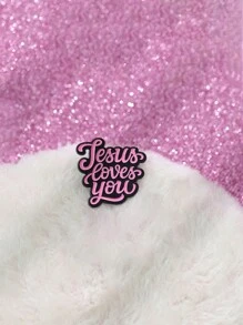 1個創意搪瓷愛你胸針,卡通徽章別針,裝飾衣服、背包,時尚飾品,男女適合日常穿著