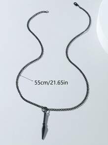 時尚流行男士金屬吊飾項鍊朋克嘻哈風格合金材料適合珠寶禮品和時尚外觀 - 銀色 - 查看 9