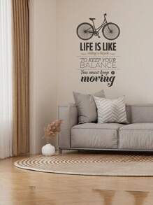 mama look 1款復古腳踏車和激勵人心的名言壁紙貼紙,用於臥室,客廳裝飾,自粘式