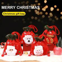 1個小熊設計聖誕禮物袋,蘋果袋,糖果袋,可愛手提袋,適用於兒童,聖誕裝飾用品