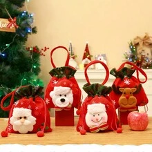 1個小熊設計聖誕禮物袋,蘋果袋,糖果袋,可愛手提袋,適用於兒童,聖誕裝飾用品