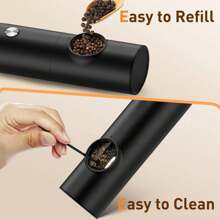 Stainless Steel Wireless Electric Grinder, Gravity Sensor Pepper Mill, Kitchen Sea Salt Spice Grinding Machine - Black - View 3