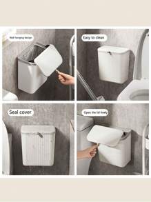 壁挂式垃圾桶，家用客厅厨房专用垃圾桶，悬挂式垃圾桶，翻盖式厨柜门悬挂式垃圾桶，家居用品，卧室/浴室垃圾桶，卫浴配件，高校宿舍必备物品。 - 白色 - 查看 8