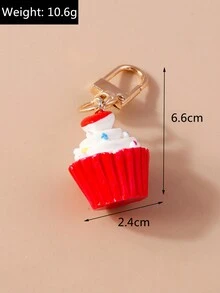 1pc Women's Red Cake Shaped Keychain Made Of Alloy, Suitable For Daily Use - Red - View 4