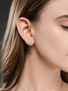 1 對 925 純銀優雅鏤空心形鑽石耳釘,獨特時尚設計珠寶