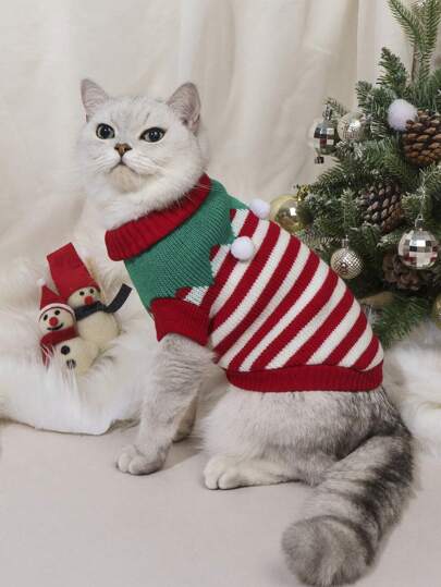 LUCKIE LABO 1 chiếc áo len dệt kim in hình ngộ nghĩnh, trang phục mùa đông ấm áp cho chó nhỏ như Chihuahua, dễ thương và thoải mái, phù hợp cho thú cưng mặc trong nhà/ngoài trời vào mùa Giáng sinh.