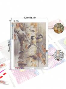 1套PMMA DIY無框鑽石畫，鳥圖案DIY鑽石無框畫，用於家居裝飾，禮品 - 彩色 - 查看 4