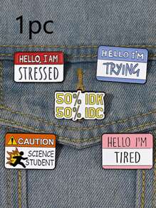 1pc Bag Accessory (brooch) Metal Letters Design Retro & Simple & Fresh Mini & Portable Pin For School, Travel, Date Unisex - Yellow - View 1