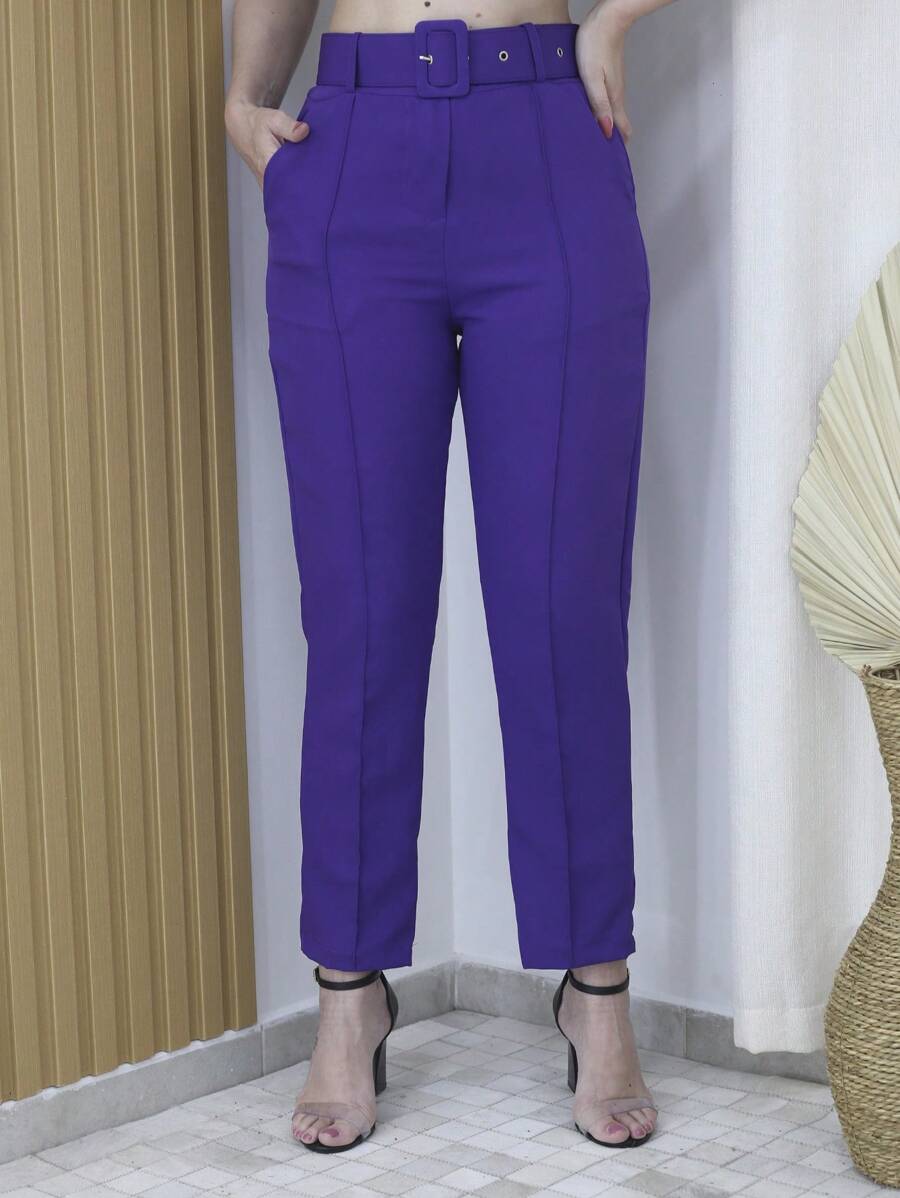Women Pants - 中紫紅色 - 查看 1