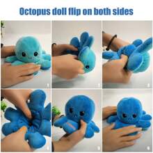 2 pieza doble faz reversible de pulpo Peluche Reversible De Pulpo muñecas regalos - Celeste - Ver 6