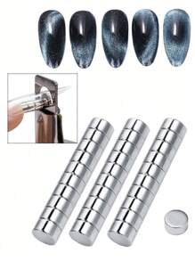 10个小磁铁，适用于亚克力指甲，可拆卸圆柱形强力磁铁，专业指甲钳，假指甲边缘修剪器，指甲贴片尺寸调节器，美甲沙龙工具，强力小圆磁铁，美甲用品，美甲工具，美甲艺术工具，返校季，指甲，美甲工具，适用于按压式指甲 - 銀色 - 查看 3