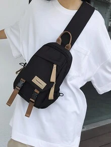 Túi crossbody Nam màu trơn Có thể điều chỉnh được - màu đen - Xem 1