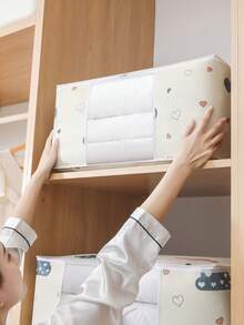 1pc Bedding Storage Bag With Handle, Zipper & Clear Window, Multipurpose Dustproof Home Moving Packing Organizer Bag Room Decor Home Decor Decor Bedroom Decor - Navy Blue - View 6