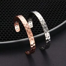 1pc 99.99% Copper Bracelet With 6 Powerful Magnets For Men And Women, Adjustable Magnetic Cuff Bangle, Retro Style Jewelry Gifts For Christmas Thanksgiving Day - Bronze - View 6