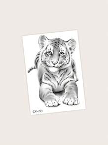 1 件可水洗臨時紋身貼,帶有可愛的臥虎設計 Pvc 材料,防水防汗,適合時尚人士日常使用 - 黑色 - 查看 5