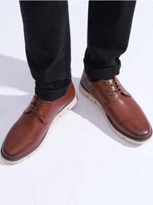 SHOESMALL Men's Casual Business Sneakers Oxford Shoes Non-Slip Retro Classic Comfortable Casual Dress Shoes - AMY9053-紫紅色 - 查看 2