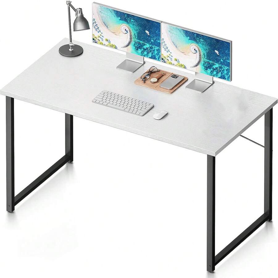 Computer Desk, 48 Inch  Modern Study Table for Home Office,Small Writing, White - 黑色 - 查看 1