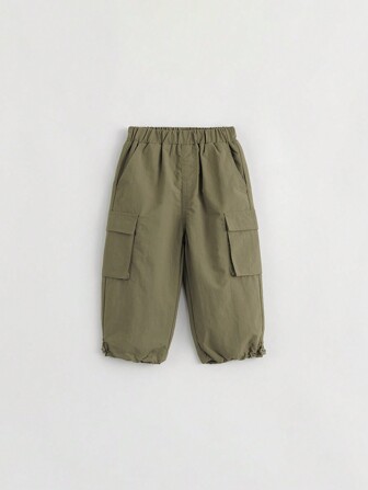 男童户外风格防风三防裤，大口袋，卷边，秋季