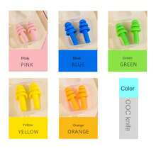 Silicone Earplugs For Hearing Protection, Suitable For Office, Outdoor Swimming, Sleeping; Washable - Green - View 2