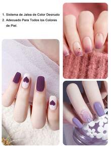MISS CHEERING 6 Piece Nail Lacquer Set - Premium Manicure Tools, Vibrant Nail Polishes, Professional Gel Manicure, Home Gel Manicure Set, Complete Manicure Set, Includes Phototherapy Gel, Nail Polish Long Lasting Nail Glue - 紫色 - 查看 3
