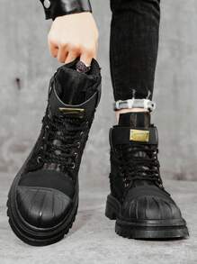 Nam Chóp giầy tròn Làm việc Giày ống Với Dày Đế , Ngoài trời Giày ống Ankle Với High Top , Mùa Đông - màu đen - Xem 3