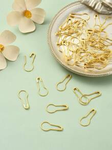 Approximately 100pcs Iron Material Gourd Shaped Safety Pin For Diy Jewelry Making - Yellow Gold - View 5