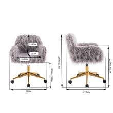 Modern home office chair, fluffy chair for girls, makeup vanity Chair with Gold Plating Base