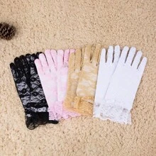 2pcs/set Short Lace See-through Gloves - Multicolor - View 1