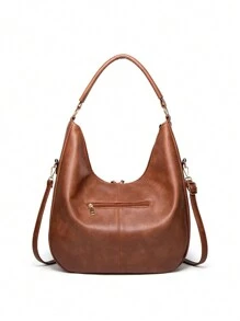 2 件復古 Pu 皮革 Hobo 包 - 大容量女士休閒手提包和錢包