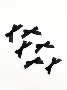 6 件装女士黑色蝴蝶结学生风千禧结鳄鱼皮发夹，适合日常佩戴、度假、约会、派对。四季配饰