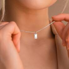 Minimalist Letter Square Necklace, Stainless Steel Gold Plated Box Chain, Delicate Initial Pendant Suitable For Daily Wear Women