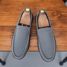Men's Loafers Soft Bottom Slip-on Casual New Gray Suede Driving Shoes For Men, Korean Style - Grey - View 6