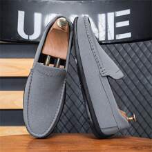 Men's Loafers Soft Bottom Slip-on Casual New Gray Suede Driving Shoes For Men, Korean Style - Grey - View 5