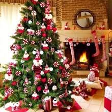 18 件圣诞节拐杖糖套装用于圣诞树装饰，拐杖糖吊坠用于场景布置最佳礼物 - 彩色 - 查看 1