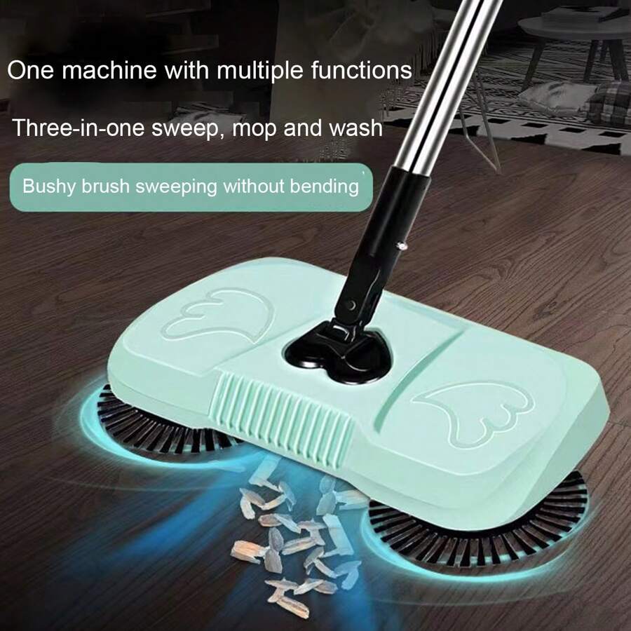 Hand-pushed Sweeper, Home Use 3 In 1 Sweep, Suction, And Drag Cleaning Machine For Floor Cleaning - Blue - View 1