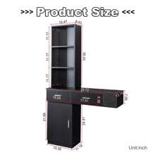 QQD Barber Station Wall Mounted Salon Station Hair Styling Beauty Spa Equipment With 2 Drawers, 1 Storage Cabinet, 3 Open Shelves