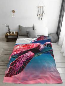 Super Soft Turtle Shaped Flannel Blanket, Suitable For Air Conditioned Room, Thick Quilt, Children's Nap Blanket, Customizable As Gift Blanket For Company Events. Can Be Customized As Printed Slouchy Blanket With Logo For Home Use. - Multicolor - View 5