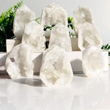 1塊自然白水晶簇晶柱狀石英標本,可用作桌上裝飾與水晶治療 - 白色晶洞簇點 - 查看 4