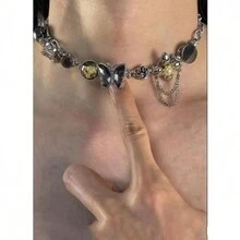 1只中式底蘊龐克風合金項鏈,優美蝴蝶吊墜,適合日常穿著 - 項鍊 - 查看 5