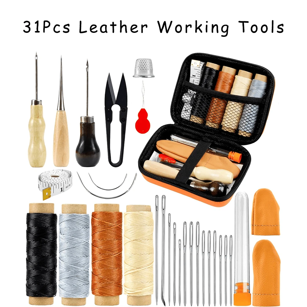 Leather Repair Sewing Kit, Leather Working Tools With Pro Waxed Thread