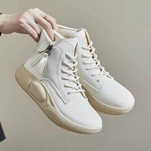 女性防滑減震高幫短靴 - 米色 - 查看 4