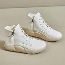 女性防滑減震高幫短靴 - 米色 - 查看 5