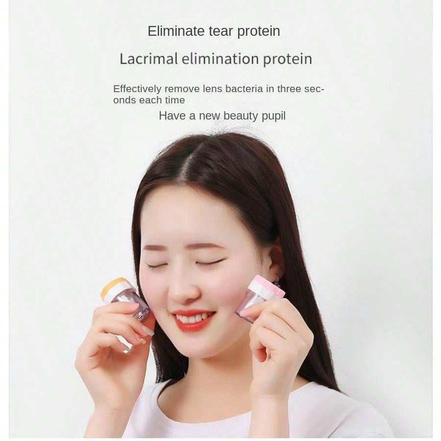 Manual Rotating Contact Lens Cleaner Case, Portable Clear Box, Contact Lens Cleaning Machine