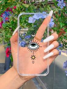 1pc Cartoon Eyes Pattern Printed Phone Case Compatible With IPhone/ Phone - Multicolor - View 2