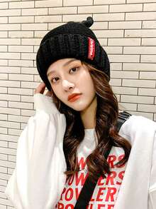 圣诞鹿角男女同款情侣秋冬潮流针织帽百搭保暖内衬加厚保暖护耳针织冷帽 - 黑色 - 查看 6