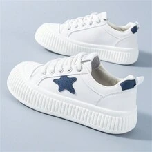 Của phụ nữ Giày thể thao Mới Bằng phẳng Hàn Quốc Phiên bản Toàn trận Đúng mốt Trắng Giày dép Đối với phụ nữ - Màu xanh lam - Xem 1