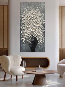 1 Pieza Pintura De Decoración De Entrada De Flor Vertical, Arte De Pared En Forma De Corazón Sin Marco Para Decoración Del Hogar 50x100cm
