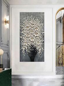 1 Pieza Pintura De Decoración De Entrada De Flor Vertical, Arte De Pared En Forma De Corazón Sin Marco Para Decoración Del Hogar 50x100cm